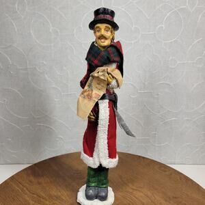 Vintage Christmas‎ Caroler 14" Red Plaid Holiday Pencil Figurine